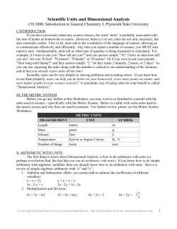 Scientific Units and Dimensional Analysis