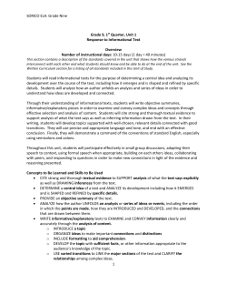 Grade Nine 1 Grade 9, 1st Quarter, Unit 1 Response to Informational