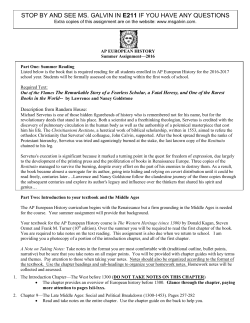 Summer Assignment - Framingham Public Schools