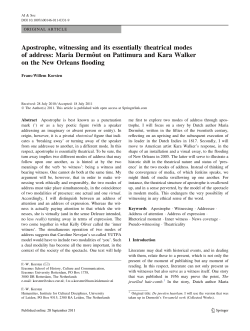 Apostrophe, witnessing and its essentially theatrical modes of