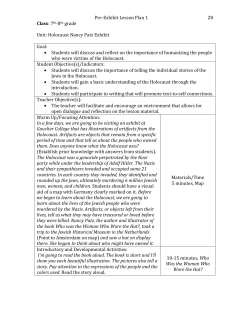 Pre-Exhibit Lesson Plan 1 Class: 7th