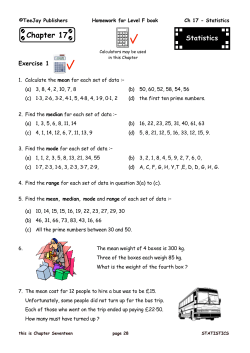 Ch 17 Statistics - Holy Cross High School