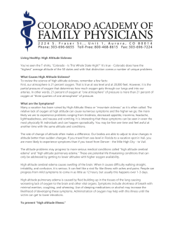 High Altitude Sickness - Colorado Academy of Family Physicians