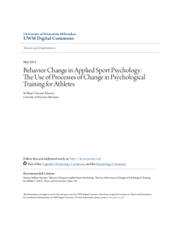 Behavior Change in Applied Sport Psychology
