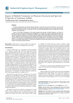 Biofield Treatment Impact on Antimony Sulfide
