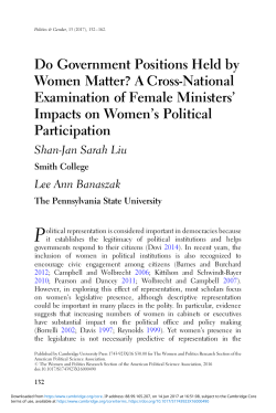 Do Government Positions Held by Women Matter? A Cross
