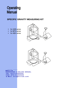 Operating Instruction for Specific Gravity Measuring Kit