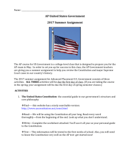 AP United States Government 2017 Summer Assignment