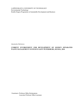 LAPPEENRANTA UNIVERSITY OF TECHNOLOGY Environmental