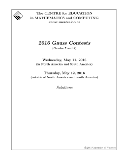 2016 Gauss Contests - CEMC