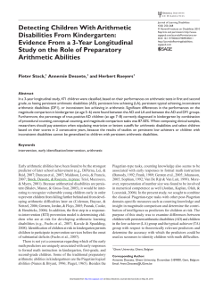 Detecting Children With Arithmetic Disabilities From
