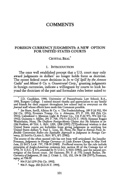 Foreign Currency Judgments: A New Option for United