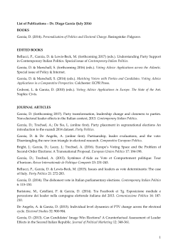 List of Publications – Dr. Diego Garzia (July 2016) BOOKS Garzia, D