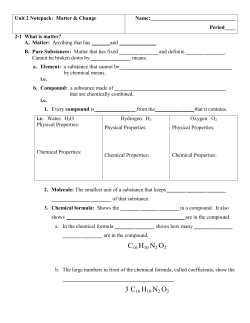 Unit 2 Notepack: Matter
