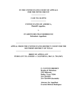 Brief of Appellant Pursuant to Anders v. California