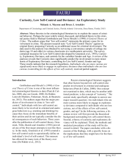 Curiosity, Low Self-Control and Deviance