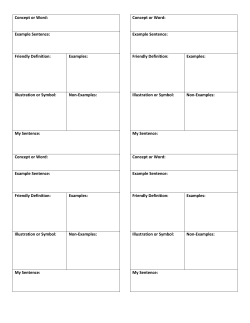 Concept or Word: Example Sentence: Friendly Definition: Examples