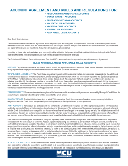 account agreement and rules and regulations for