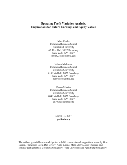 Operating Profit Variation Analysis: Implications for Future Earnings