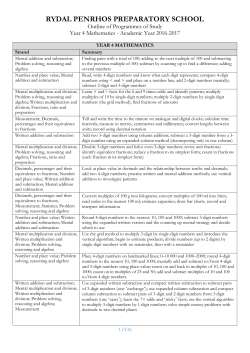 Maths outline for Year 4