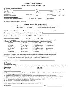MCGAW YMCA AQUATICS Private Swim Lesson Request Form