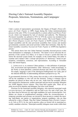 Electing Cuba`s National Assembly Deputies: Proposals