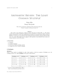 Arithmetic Review: The Least Common Multiple