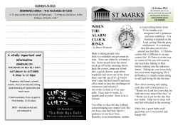 WHEN THE ALARM CLOCK RINGS - St Marks Congregational Church