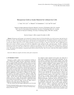 Mesoporous Gold as Anode Material for Lithium