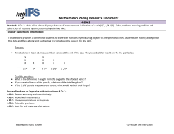 Mathematics Pacing Resource Document