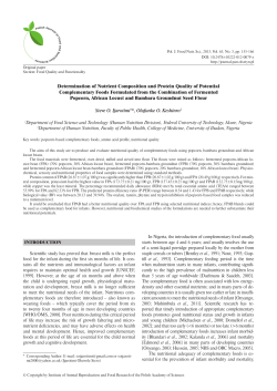 Determination of Nutrient Composition and Protein Quality of