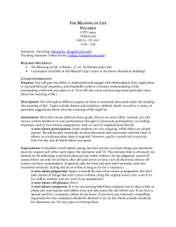 THE MEANING OF LIFE SYLLABUS CEPL 0909 Wilson