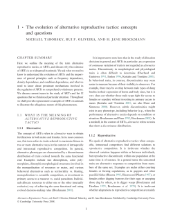 1 &middot; The evolution of alternative reproductive tactics: concepts and