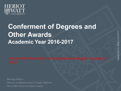 Conferment of Degrees and Other Awards - Heriot