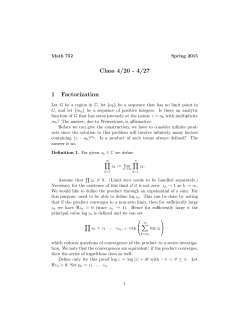 Class 4/20 - 4/27 1 Factorization