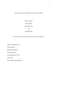 1 Contextual Licensing of Marked OVS Word Order in German