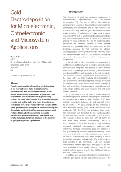 Gold Electrodeposition for Microelectronic, Optoelectronic and