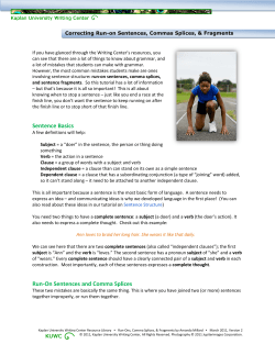 Correcting Run-on Sentences, Comma Splices