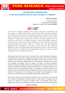 re-imagining shakespeare: a critical perspective on aime cesaire`s a