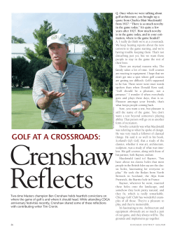 GOLF AT A CROSSROADS: - Chicago District Golf Association