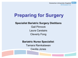Preparing for Surgery Specialist Bariatric Surgery Dietitians