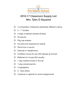 2016-17 Classroom Supply List Mrs. Tyler, E