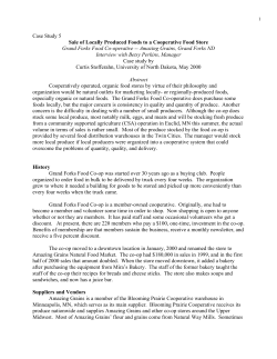 Sale of Locally Produced Foods to a Cooperative Food Store