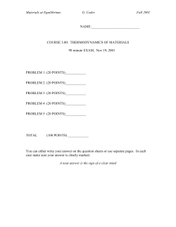 Materials at Equilibrium. G. Ceder Fall 2001 NAME: COURSE 3.00