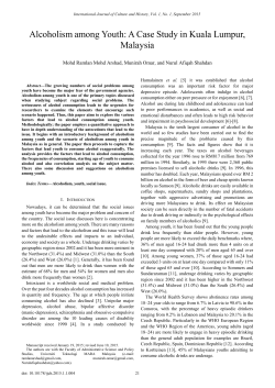 Alcoholism among Youth - International Journal of Culture and History