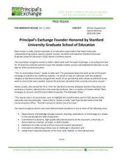 Principal`s Exchange Founder Honored by Stanford University