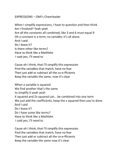 EXPRESSIONS &ndash; OMI`s Cheerleader When I simplify expressions, I