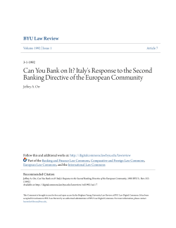 Can You Bank on It? Italy`s Response to the Second Banking