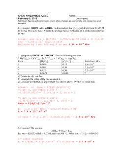 CHEM 10123/10125, Quiz 1 Name Ima Key