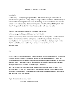 Message for Husbands &ndash; I Peter 3:7 Introduction